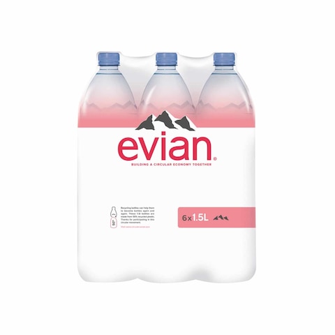 evian Natural Mineral Water 1.5L Pack of 6