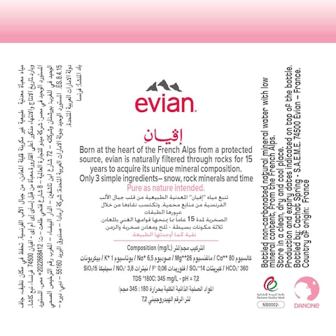 evian Natural Mineral Water 1.5L Pack of 6